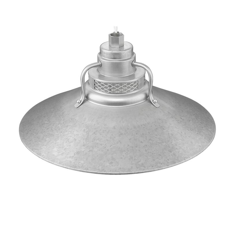 R Series 1-Light Stem Hung Railroad Shade - Galvanized - 18