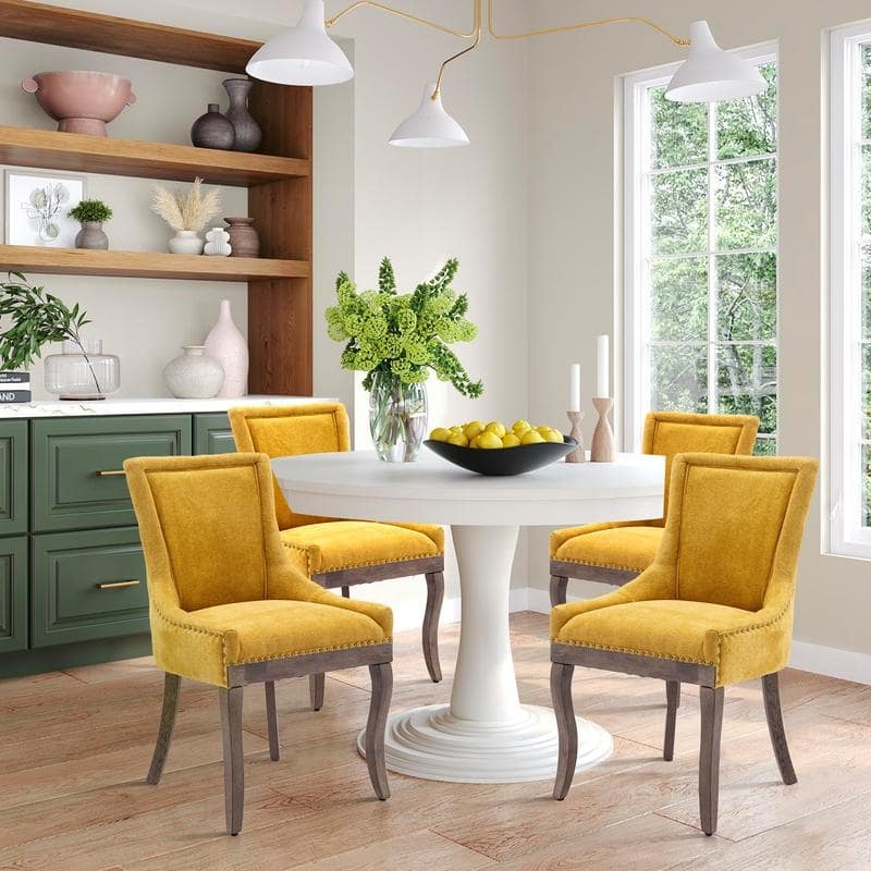 Thickened Side Dining Chair with Solid Wood Legs Set of 6