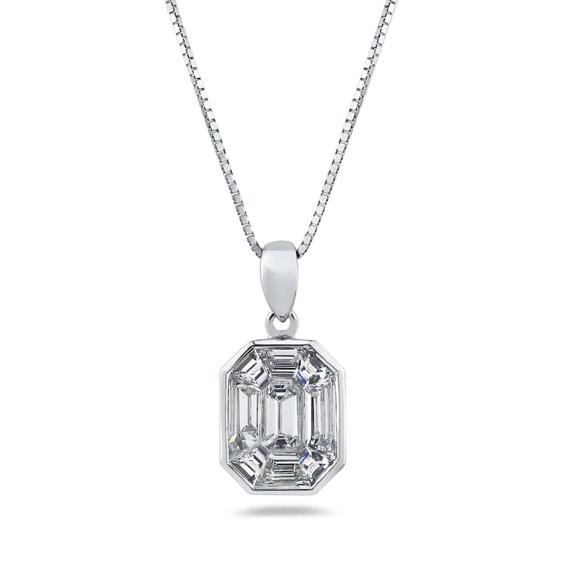 Auriya 14k Gold 9/10ctw Emerald-cut Diamond Necklace (G-H, VS1-VS2)