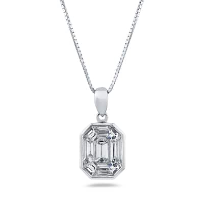 Auriya 14k Gold 9/10ctw Emerald-cut Diamond Necklace (G-H, VS1-VS2)