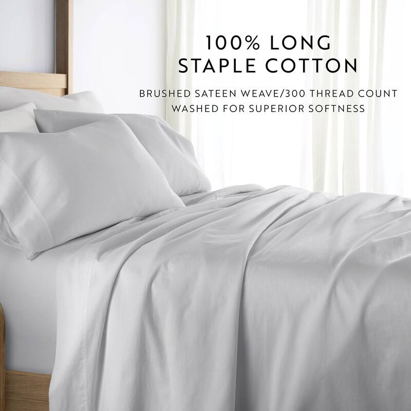 Becky Cameron Solid Brushed 300 Thread Count Cotton Sheet Set
