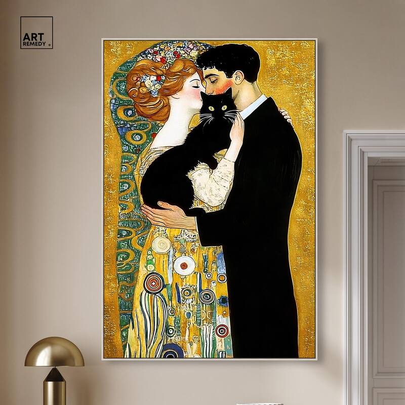 Kiss with Cat Canvas by Art Remedy
