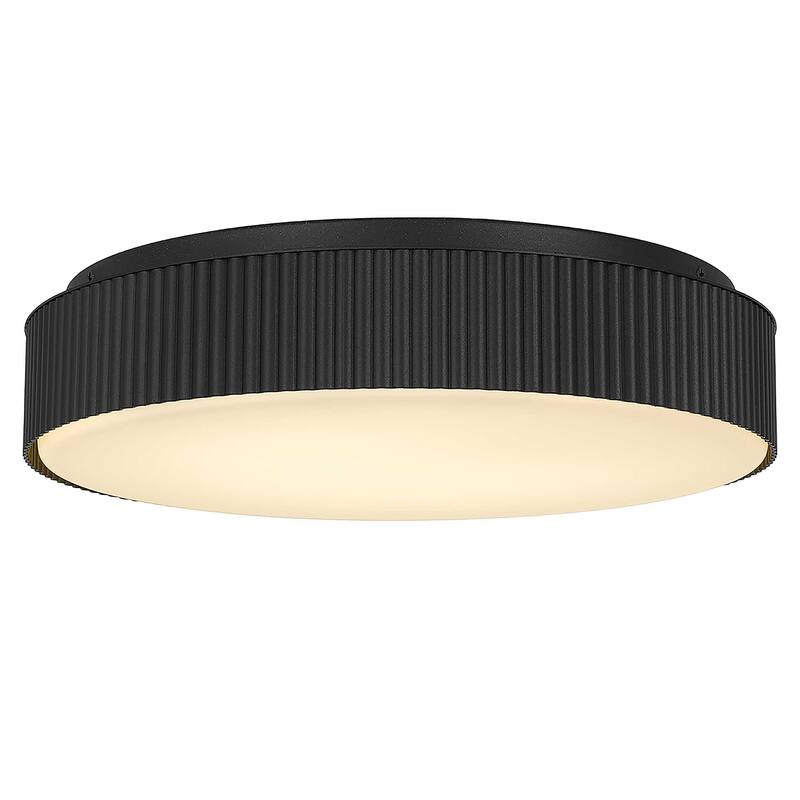 13 Inch LED Flush Mount Light Etched Glass Shade 35W 1600 Lumens - Black