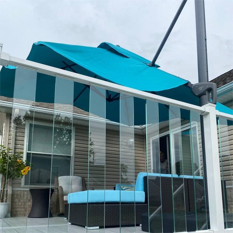 PURPLE LEAF Premium Rectangular Patio Cantilever Umbrellas with Tilt-and-Crank with Base