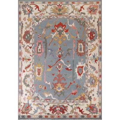 Blue Oushak Oriental Area Rug Handmade Living Room Wool Carpet - 9'0"x 12'0"