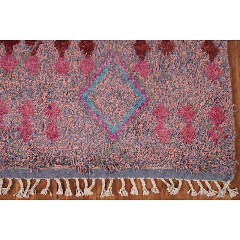 Tribal Moroccan Area Rug Hand-Knotted Oriental Wool Carpet - 6'11" x 10'9"