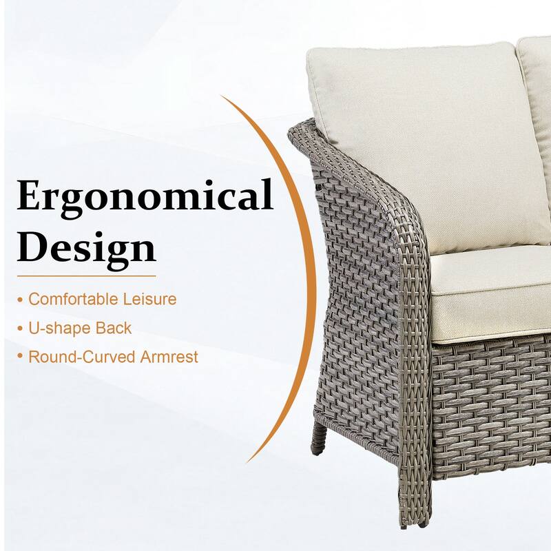Pocassy Outdoor Patio Furniture Wicker Sofa Chair Set