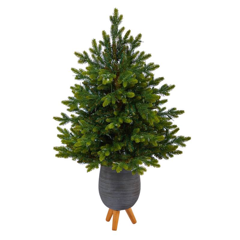Slim Christmas Tree 3.5ft Prelit - Holiday Decor with Lights & Stand - Green - 42