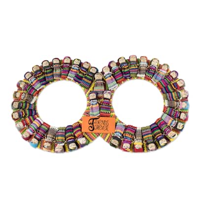 Novica Handmade Friends Forever Cotton Worry Doll Wreath