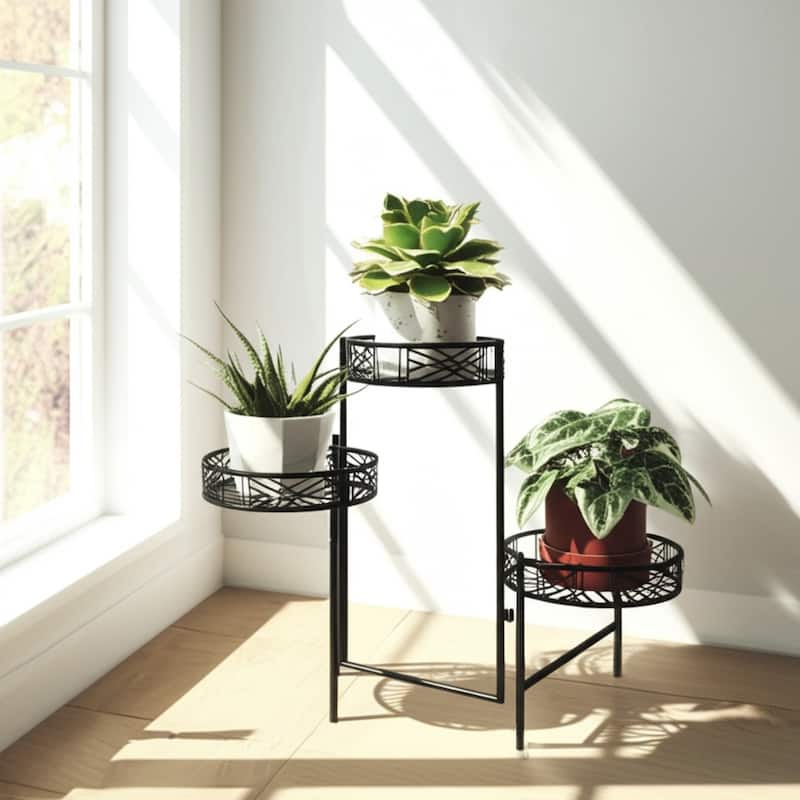 Iron Metal Lattice Design 3-Tier Plant Stand (Set of 3) - 22" Black - 10" x 10" x 22"
