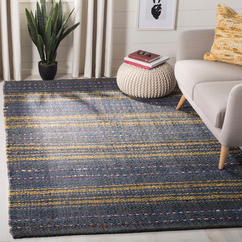 SAFAVIEH Handmade Natural Fiber Alyvia Stripe Jute Rug - 8' x 10' - Blue/Gold
