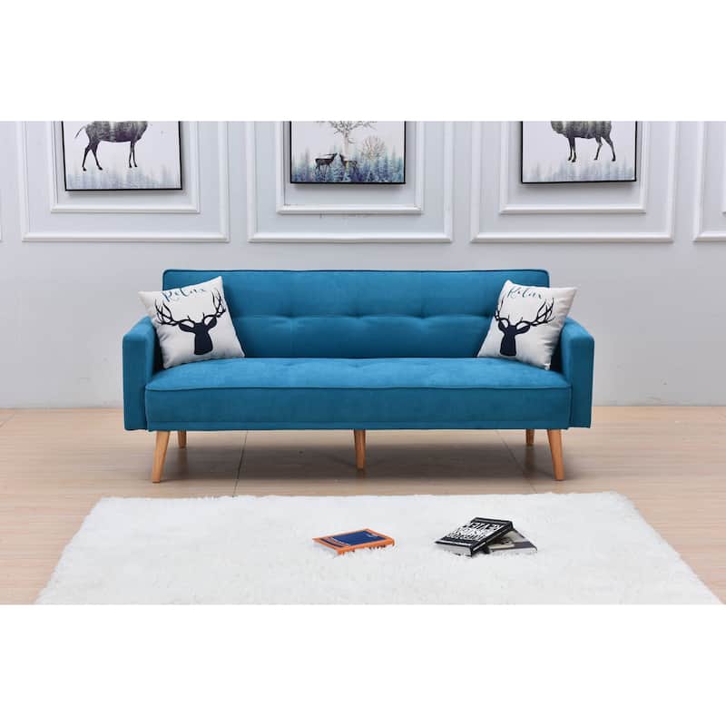 Modern Adjustable 3-position Sleeper Sofa Futon - Light Blue