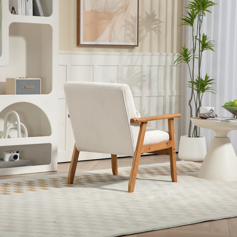 Corduroy Accent Chair,Solid Wood Armchair for Living Room