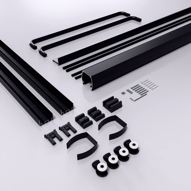 GDFStudio - Modern Semi-Frameless Double Sliding Shower Door with 1/4" SGCC Tempered Glass & Stainless Steel Handle