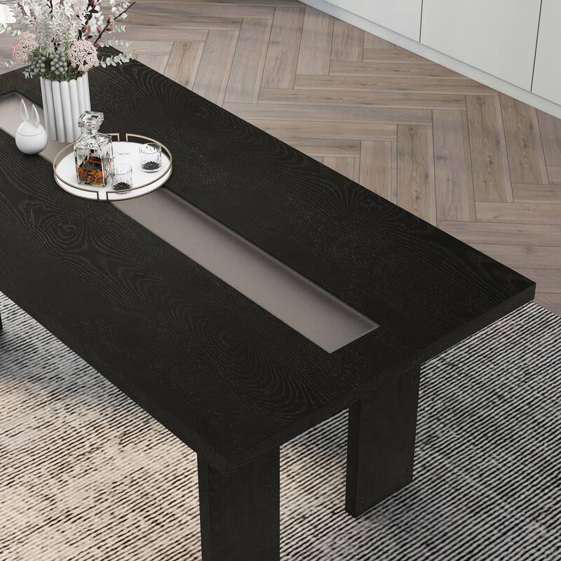 Furniture of America Lumina Contemporary 76-inch Glass Dining Table With LED