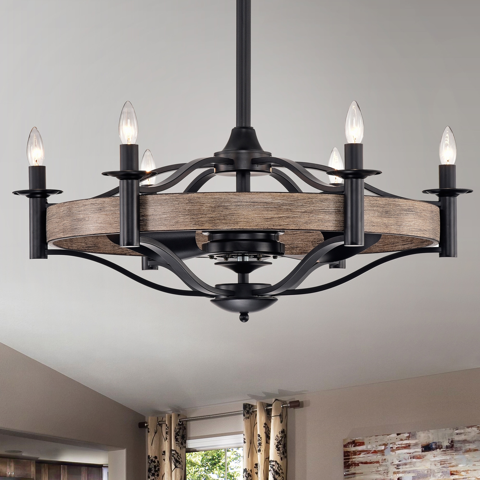 Warehouse of Tiffany Maysen 32-Inch 3-blade Wood Grain and Metal 6-light Lighted Ceiling Fan
