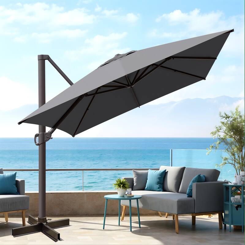 VredHom 10x13FT Patio Cantilever Umbrella Outdoor Offset Umbrella 360-Degree Rotation