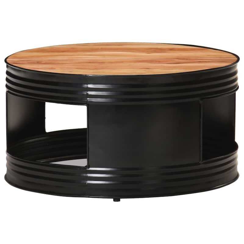 vidaXL Coffee Table Black 26.8"x26.8"x14.2" Solid Acacia Wood