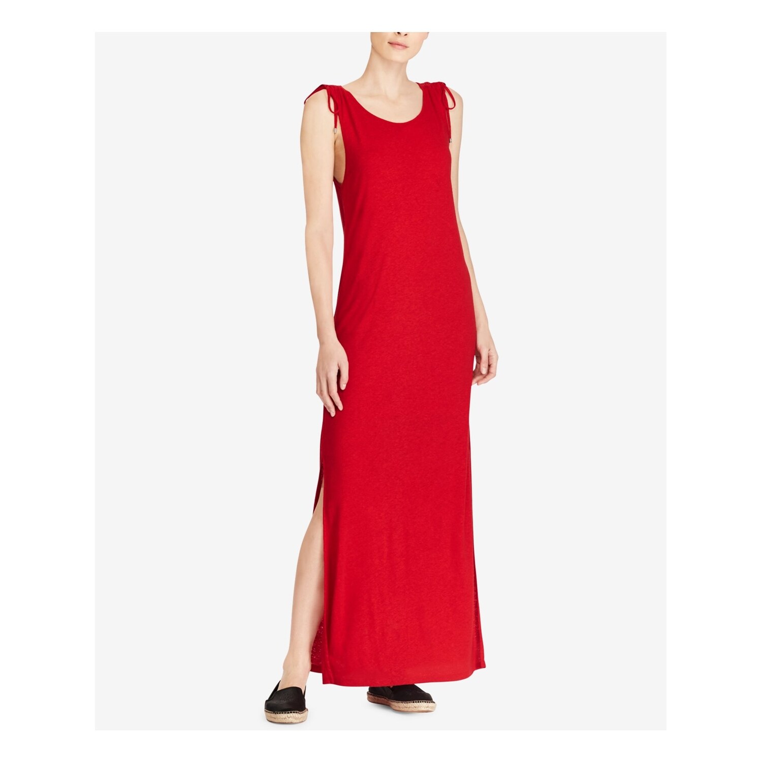 red tie shoulder dress