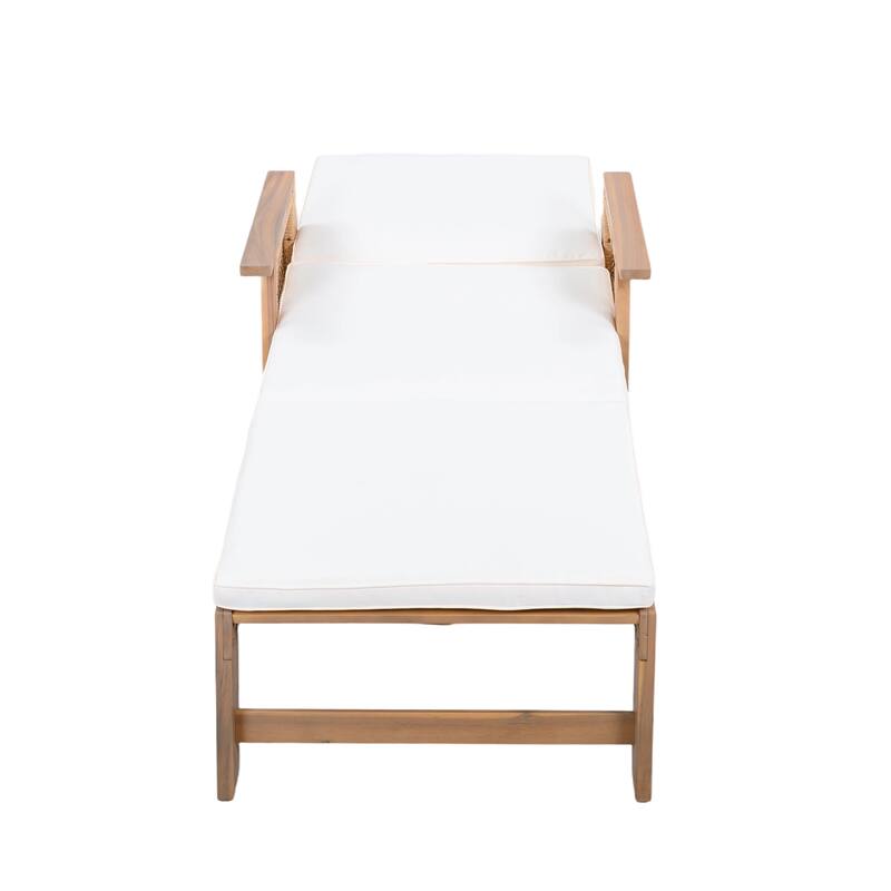 Christopher Knight Home - Aris Outdoor Acacia Wood Adjustable Chaise Lounge Set with 18" Square Slatted Side Table