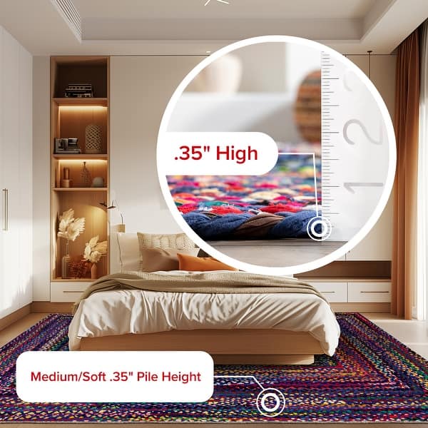 dimension image slide 4 of 5, Nuloom Tammara Bohemian Hand Braided Area Rug