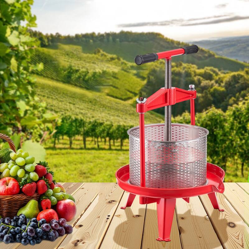 Fruit Wine Press Manual Press for Wine Making 2.38 Gal/9L Stainless Steel - Multi