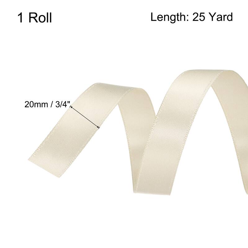 Satin Ribbon Grosgrain Thin Solid Silk Wedding Bouquet Ribbon Decor - Cream White - 3/4" x 25 Yard