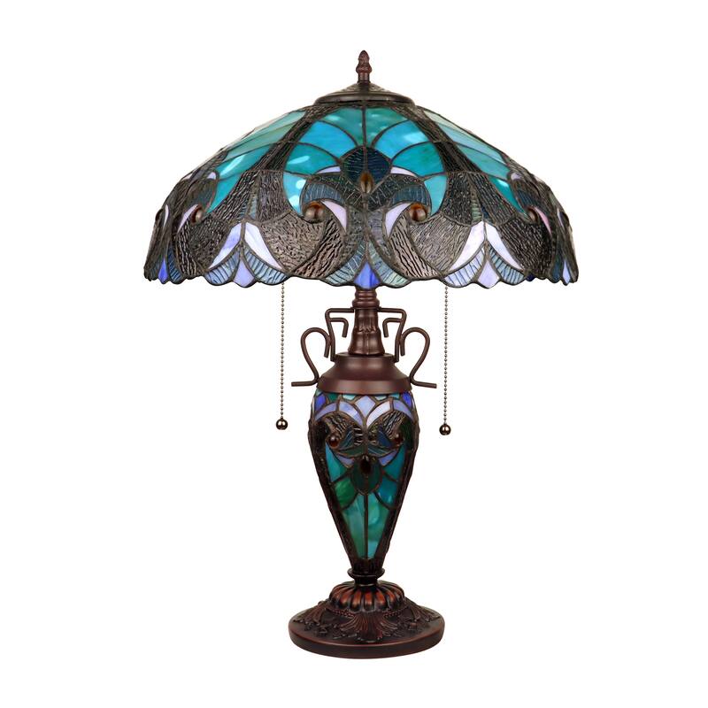 Tiffany Style Victorian Design 2+1-light Antique Dark Bronze Table Lamp