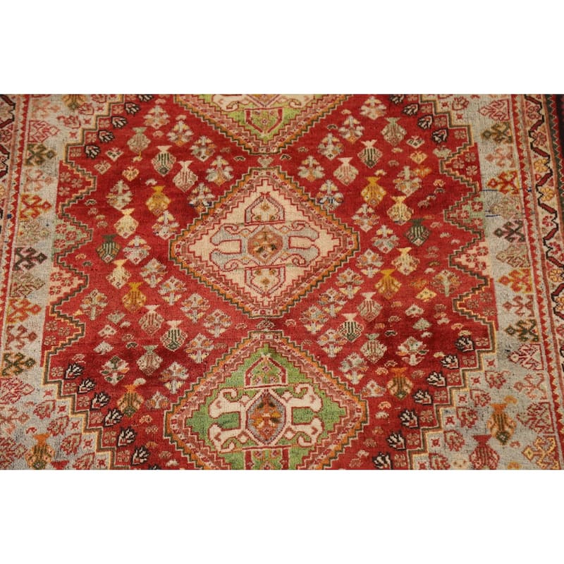 Shiraz Persian Vintage Area Rug Handmade Wool Carpet - 3'9"x 5'4"