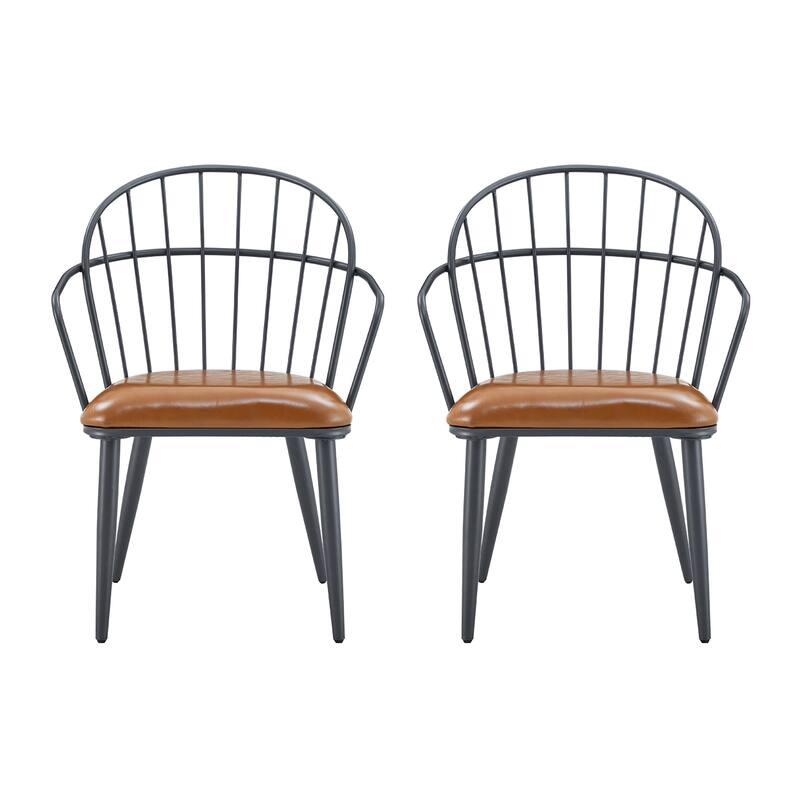 Indoor Upholstered Dining Chair With Metal Legs (Set of 2)