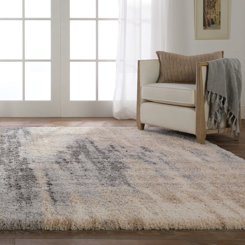 Ostland Abstract Gray/ Cream Area Rug