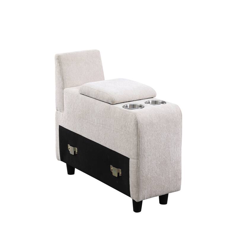 Modern Linen Sectional Sofa with Removable Back Cushions,Accent Sofa with Ottoman,Cupholder and USB port