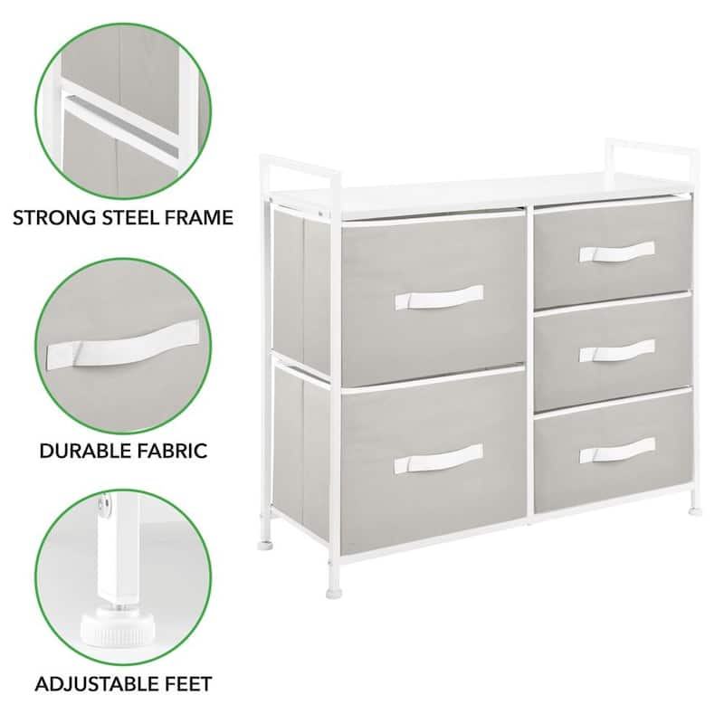 mDesign Wide Dresser Storage Tower Organizer Unit, 5 Drawers