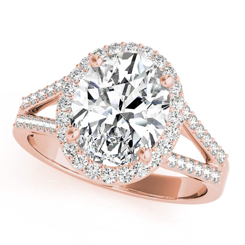 Auriya 14k Rose Gold Lab Grown Oval Diamond Halo Engagement Ring 0.50 to 5.00 ct. tw. (F-G VS) - 2.50 ct. center - 4