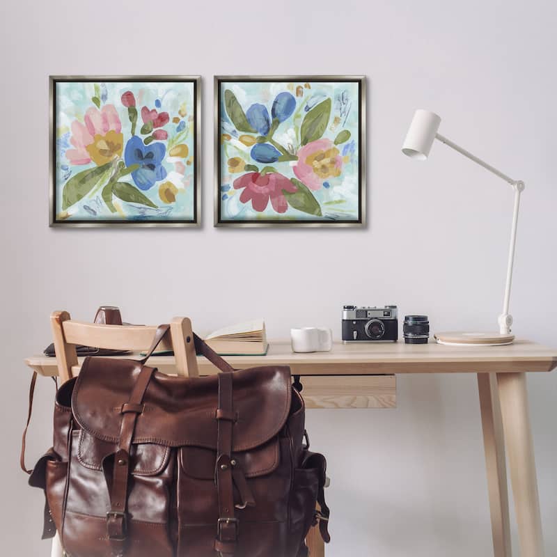 Stupell Eclectic Flower Bundles Framed Floater Canvas Wall Art Design By June Erica Vess (Set of 2)