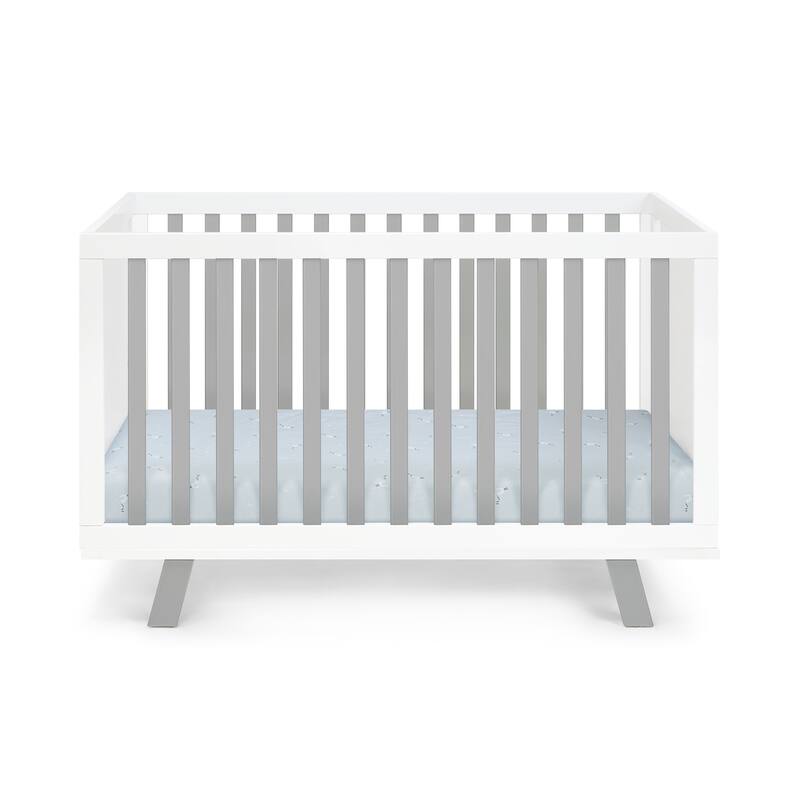 HomeRoots Gray and White Solid and Manufactured Wood Standard Three In One Convertible Crib - 54