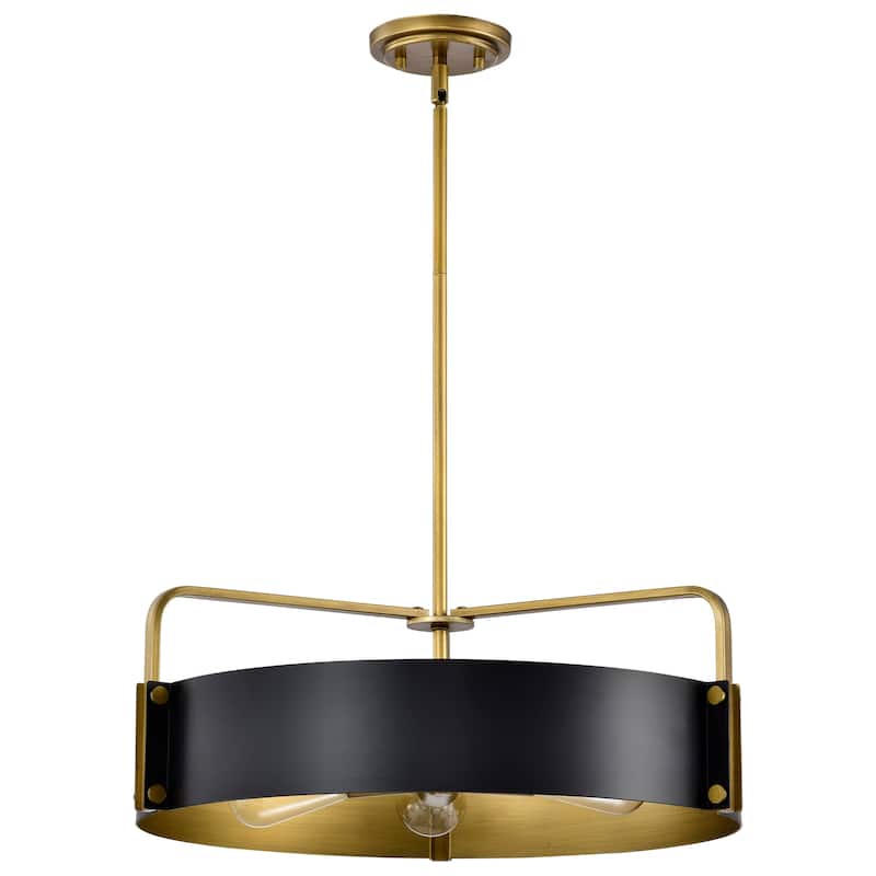 Altos 5 Light Large Pendant - Matte Black and Natural Brass Finish - Matte Black