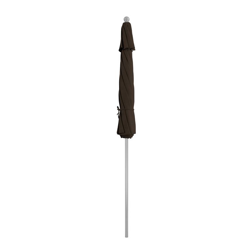 California Umbrella 9' Rd. Aluminum Frame, Fiberglass Rib Patio Umbrella, Push Open,Anodized Silver Finish, Sunbrella Fabric