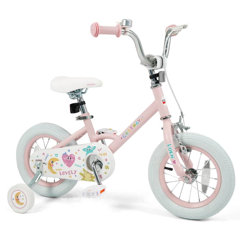 Costway 12/14/16/18 Inch Kids Bike for Girls Boys Age 3-8 Years with - See Details - Pink-12 Inch