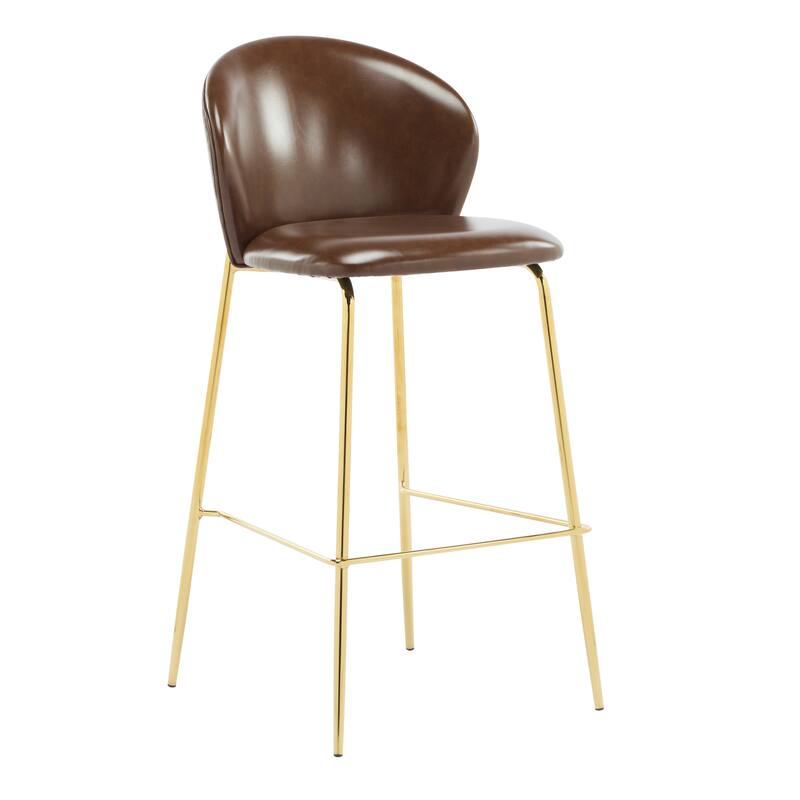 Roomfitters Kira Indoor Upholstered Bar Stools with Gold Plated Metal Legs, Fabric Set of 2 - Set of 2