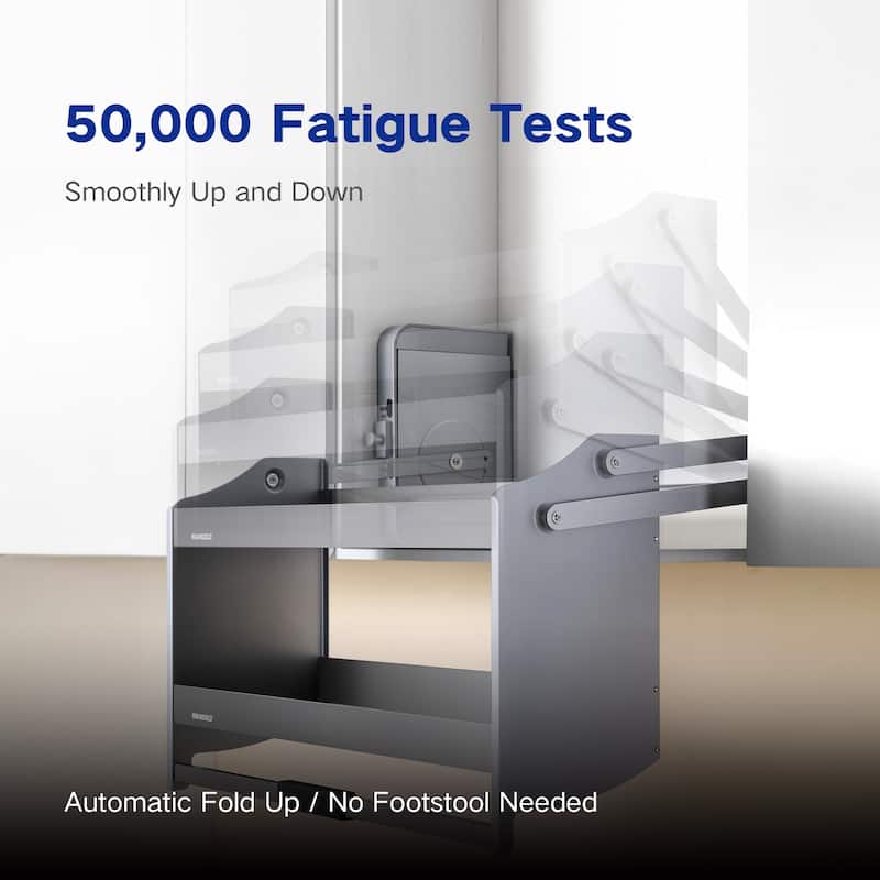 HIGOLD Shearer 2-Tier Pull Down Cabinet Organizer 34.6" Aluminium Kitchen Storage Shelf - 34.57"W x 11.14"D x 20.59"H