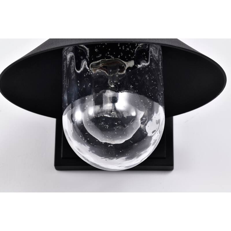 Ridge Small Outdoor Lantern Black Finish Clear Seeded Glass