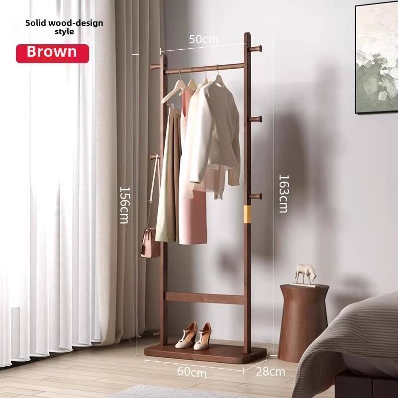 Solid Wood Coat Rack in Walnut - Space-Saving Design for Bedroom, Entryway & Living Room
