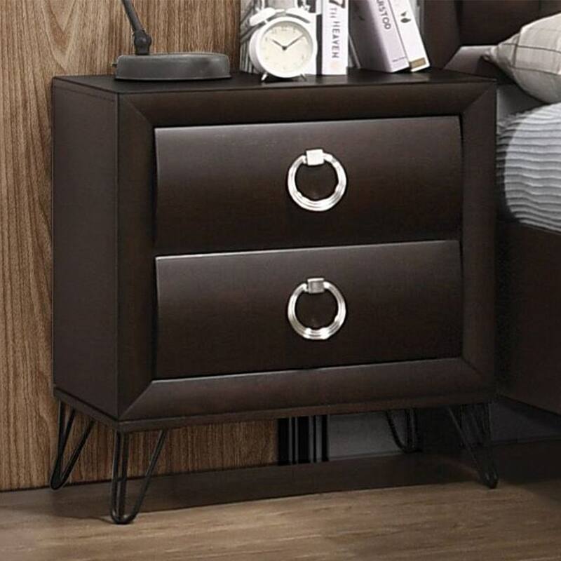2 Drawers Nightstand with Ring Pulls