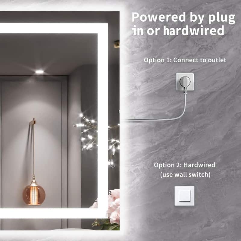 55x36 Inch Frameless LED Bathroom Mirror,Smart Mirror