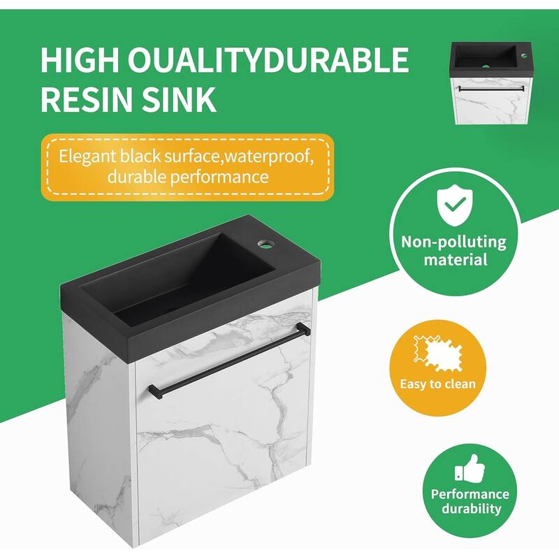 BNK 20"/24"/30" Single Sink Bathroom Vanity with Soft Close Door or Right Side Shelves, Modern Floating Vanity