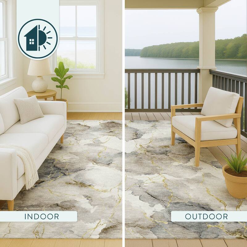 Machine Washable Indoor/ Outdoor Modern Brighton Chantille Rug