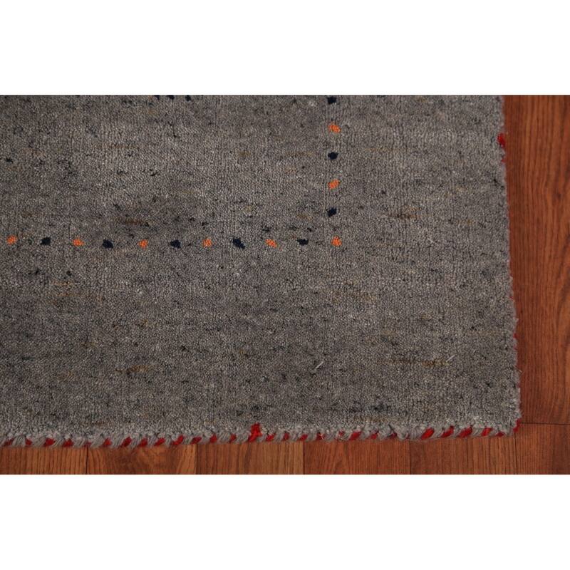 Tribal Gabbeh Oriental Area Rug Handmade Grey Wool Carpet - 5'9" x 7'8"