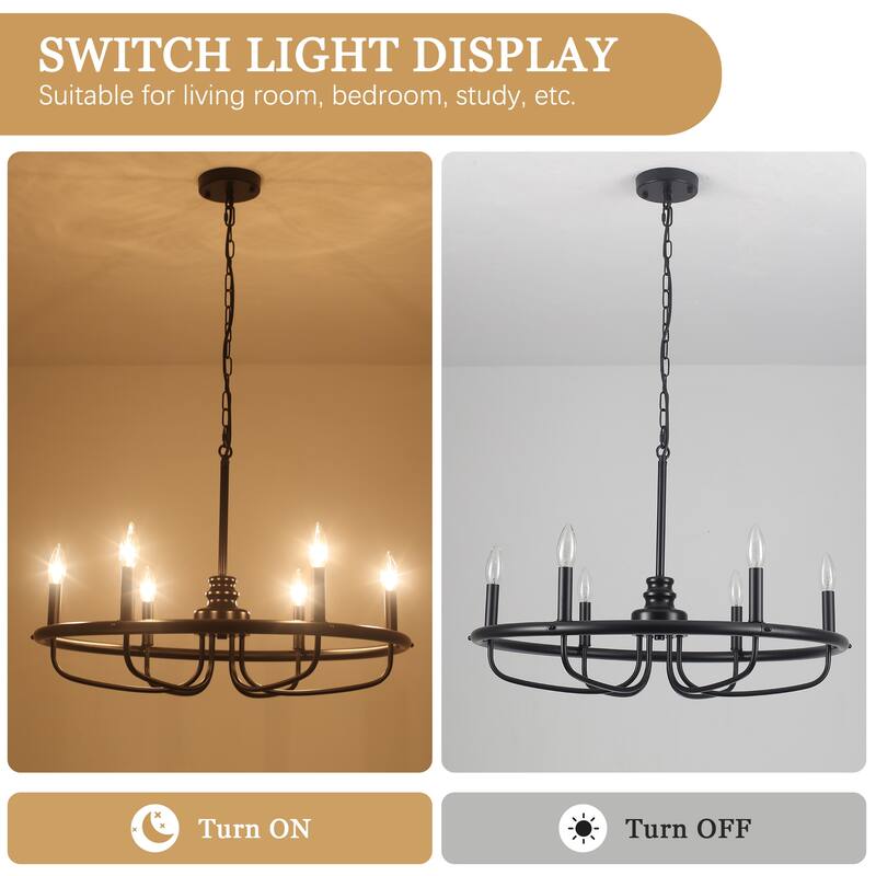 6-Light Candlestick Hanging Linear Foyer Chandelier Lighting Fixture for Dining Room Kitchen Island