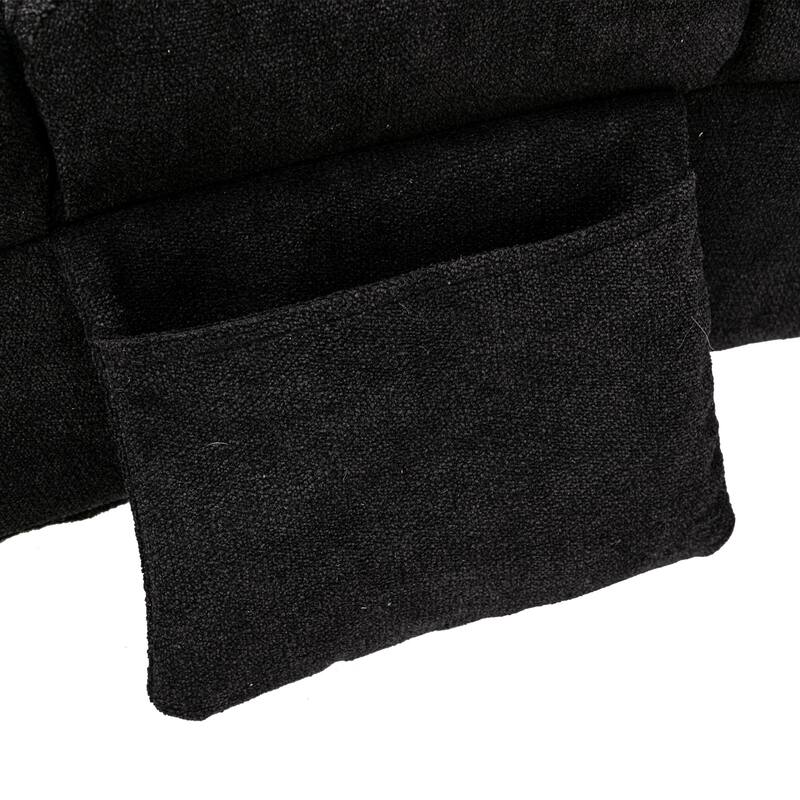 Luxury Upholstered Chaise Lounge Chair with Vibration for Relaxation, Fixed Back Fabric Leisure Recliner Sofa